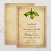 Holly Holiday Dinner Party Uitnodiging (Voorkant / Achterkant)