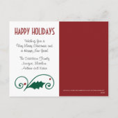 Holly Holiday Groen & Rood op Witte Foto Briefkaar Feestdagenkaart (Achterkant)