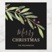 Holly Holiday Kerstmis Wijn Etiket (Enkel label)