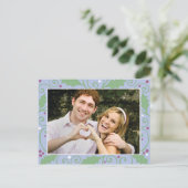 Holly Holiday Winter Blauw Foto Briefkaart (Staand voorkant)