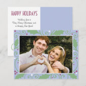 Holly Holiday Winter Blauw Foto Briefkaart (Voorkant / Achterkant)