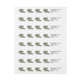 Holly Holiday Wraparound Return Address Labels