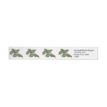 Holly Holiday Wraparound Return Address Labels