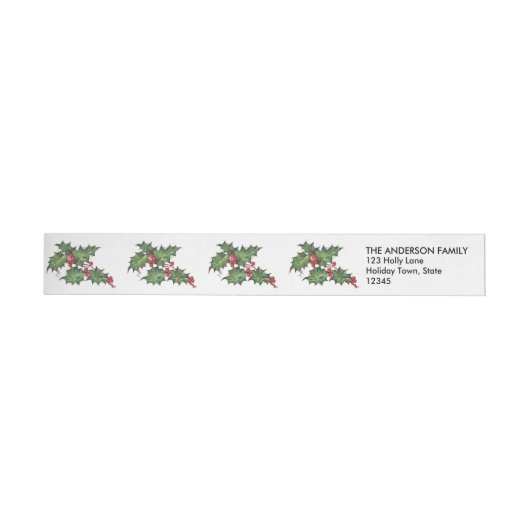 Holly Holiday Wraparound Return Address Labels (Individueel)