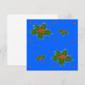 Holly (Ilex) kerstmotif op feestblauw (Voorkant / Achterkant)