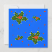 Holly (Ilex) kerstmotif op feestblauw (Voorkant)