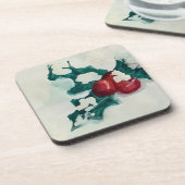 Holly in de sneeuw bier onderzetter (Linkerzijde)