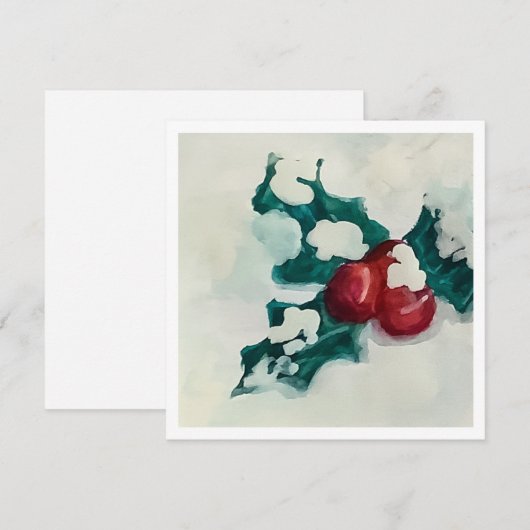 Holly in de sneeuw feestdagenkaart (Voorkant / Achterkant)