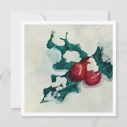 Holly in de sneeuw feestdagenkaart (Voorkant)