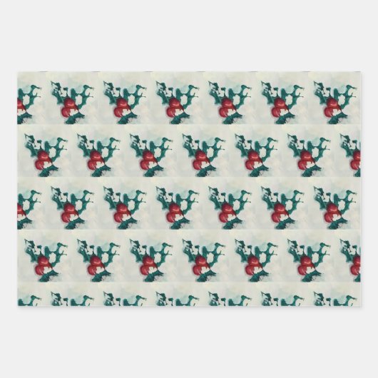 Holly in de sneeuw inpakpapier vel (Voorkant)