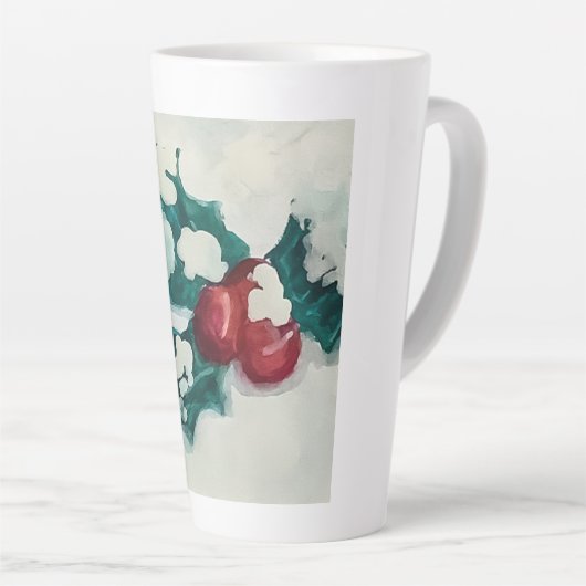 Holly in de sneeuw latte mok (Rechterhoek)