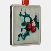 Holly in de sneeuw metalen ornament (Rechts)