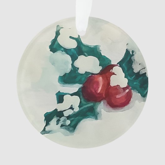 Holly in de sneeuw ornament (voorkant)