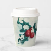 Holly in de sneeuw papieren bekers (Voorkant)