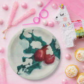 Holly in de sneeuw papieren bordje (Feest)