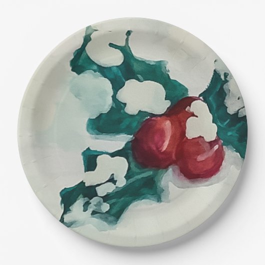 Holly in de sneeuw papieren bordje (Voorkant)