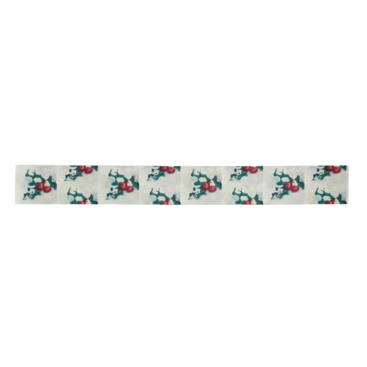 Holly in de sneeuw satijnen lint (Voorkant)