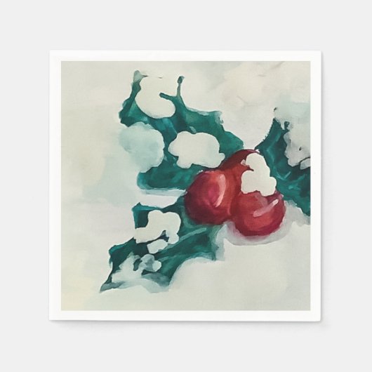 Holly in de sneeuw servet (Voorkant)