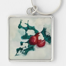 Holly in de sneeuw sleutelhanger