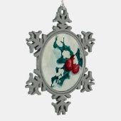 Holly in de sneeuw tin sneeuwvlok ornament (Links)