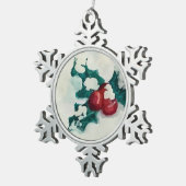 Holly in de sneeuw tin sneeuwvlok ornament (Rechts)
