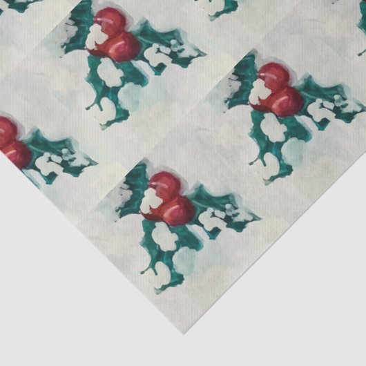 Holly in de sneeuw tissuepapier (Detail)