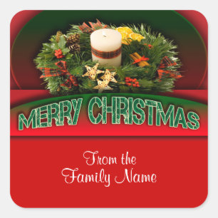 Holly in kerstversieringen moderne vierkante sticker