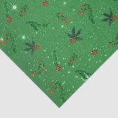 Holly in Pine Green Christmas Pattern Tissuepapier (Detail)