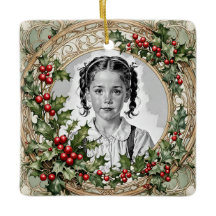 Holly ingelijst Custom Christmas Photo Square