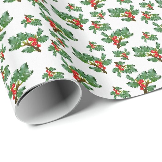  Holly-inpakpapier Cadeaupapier (Rol Hoek)
