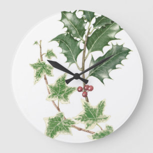 Holly & Ivy Botanische Waterverf Clock Grote Klok