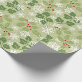 Holly Ivy Snow-kerstinpakpapier Cadeaupapier (Hoek)