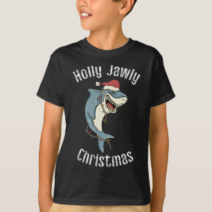Holly Jawly Kerstmis Funny Santa Shark Xmas Shark T-shirt