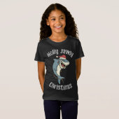 Holly Jawly Kerstmis Funny Santa Shark Xmas Shark T-shirt (Voorkant volledig)