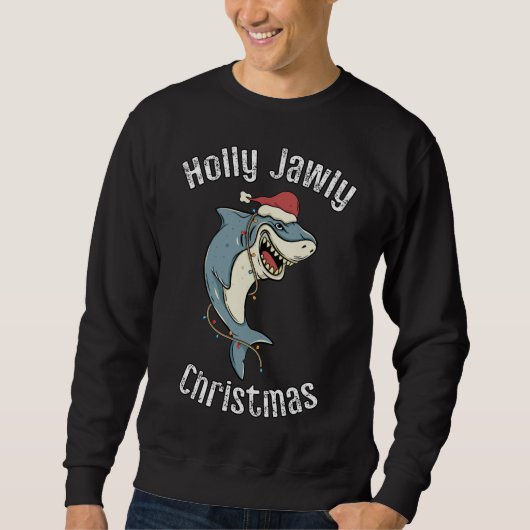Holly Jawly Kerstmis Funny Santa Shark Xmas Shark Trui (Voorkant)