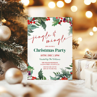 Holly Jingle en Mingle Kerstfeest Kaart