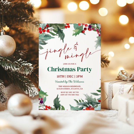 Holly Jingle en Mingle Kerstfeest Kaart