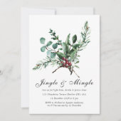 Holly Jingle & Mingle Kerstparty Kaart (Voorkant)