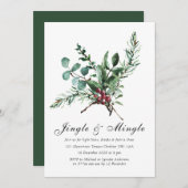 Holly Jingle & Mingle Kerstparty Kaart (Voorkant / Achterkant)