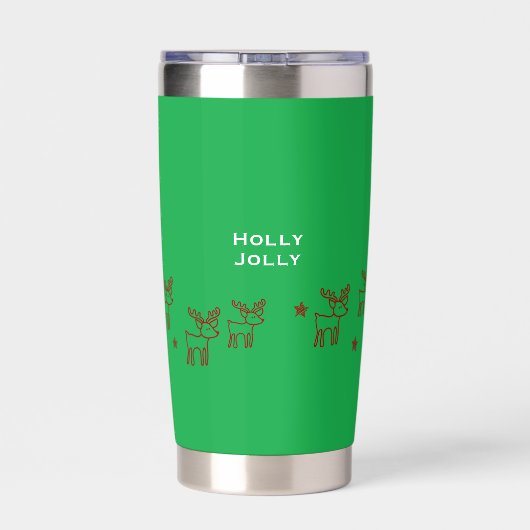 『Holly Jolly』トナカイのかわいいクリスマス♡ Geïsoleerde Drinkbeker (Achterkant)
