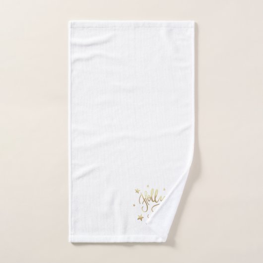 Holly Jolly AF | Glanzend Goud Faux Folie Script Bad Handdoek (Handdoek)