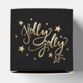 Holly Jolly AF | Glanzend Goud Faux Folie Script Bedankdoosjes (Bovenkant)