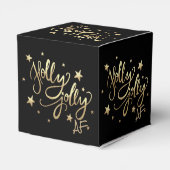 Holly Jolly AF | Glanzend Goud Faux Folie Script Bedankdoosjes (Achterkant)