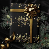 Holly Jolly AF | Glanzend Goud Faux Folie Script Cadeaupapier