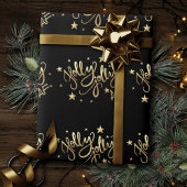 Holly Jolly AF | Glanzend Goud Faux Folie Script Cadeaupapier