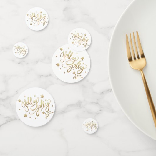 Holly Jolly AF | Glanzend Goud Faux Folie Script Confetti (Groep)