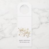 Holly Jolly AF | Glanzend Goud Faux Folie Script Flessenhanger (Voorkant)