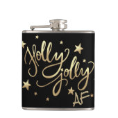 Holly Jolly AF | Glanzend Goud Faux Folie Script Heupfles (Voorkant)