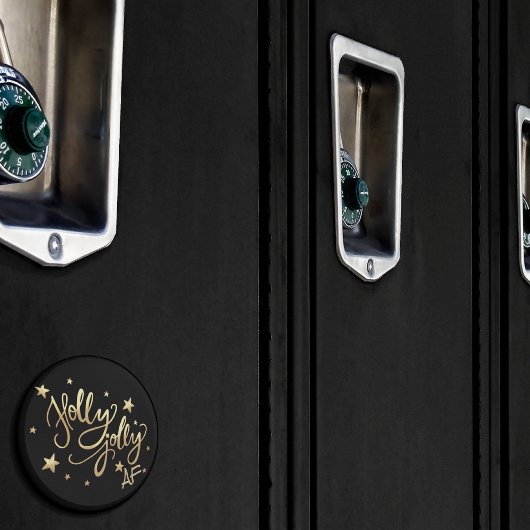 Holly Jolly AF | Glanzend Goud Faux Folie Script Magneet