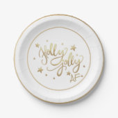 Holly Jolly AF | Glanzend Goud Faux Folie Script Papieren Bordje (Voorkant)